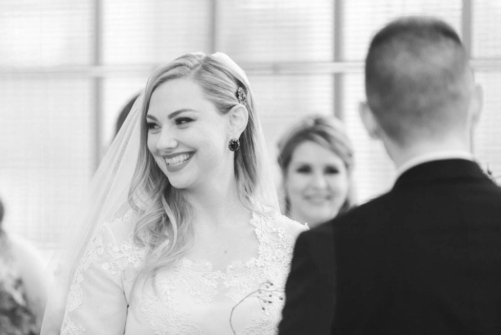 bride smiling during the ceremony at the NAC in Ottawa