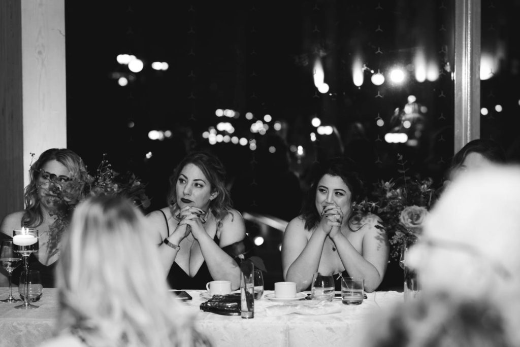 bridesmaids laughing during speeches at the NAC in Ottawa