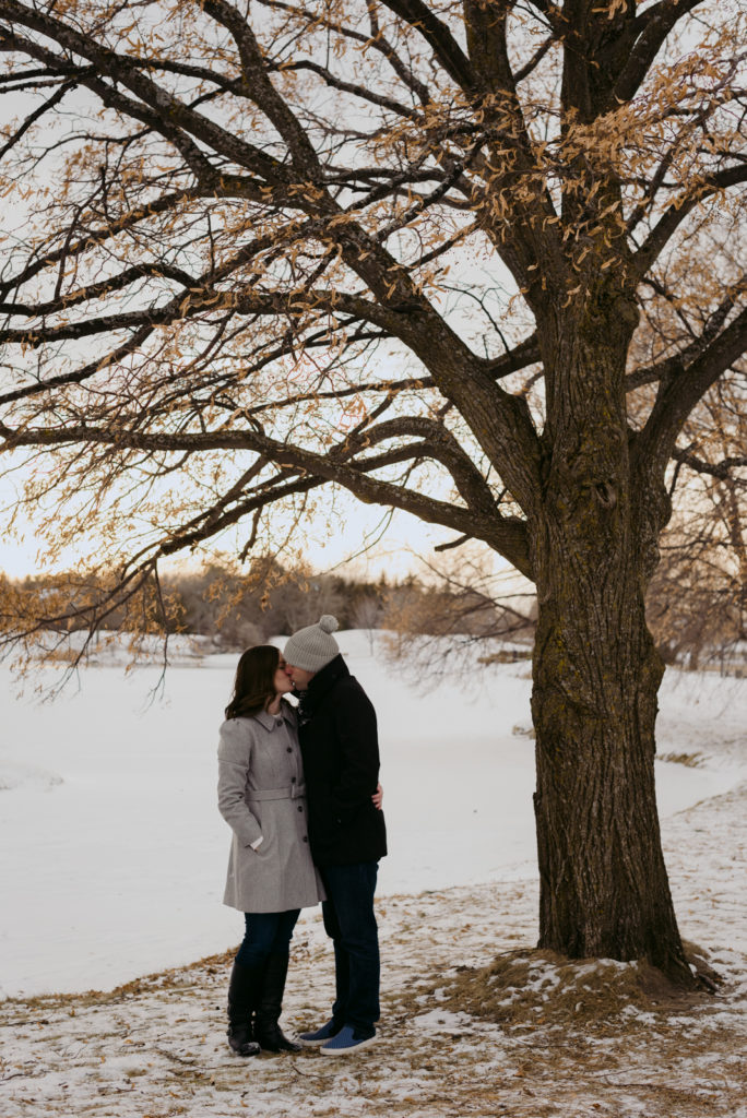 ottawa married couple under a tree at sunset