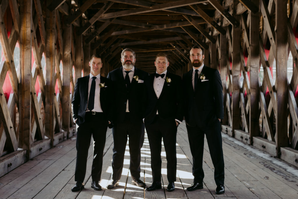 groomsmen on the wakefield bridge