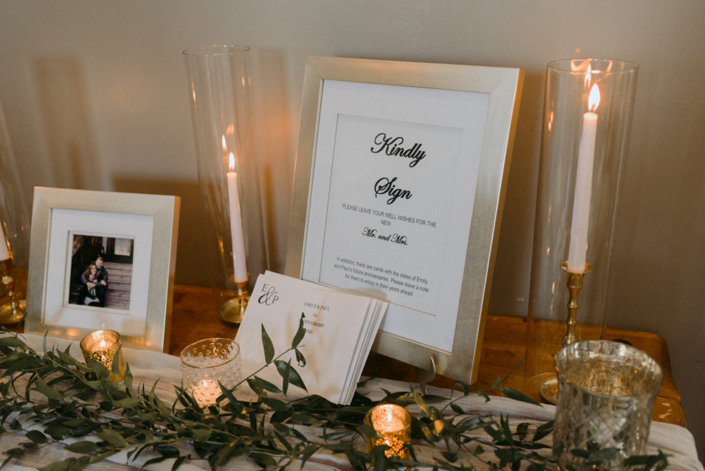 guest book table with candles