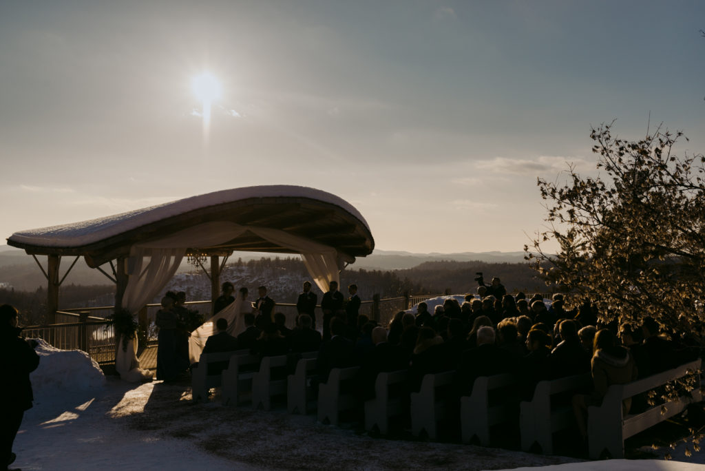 outdoor winter wedding at le belvedere in wakefield
