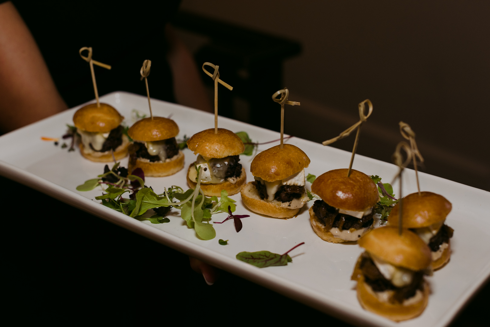 mini slider burgers from My Catering Group at Orange Art Gallery wedding