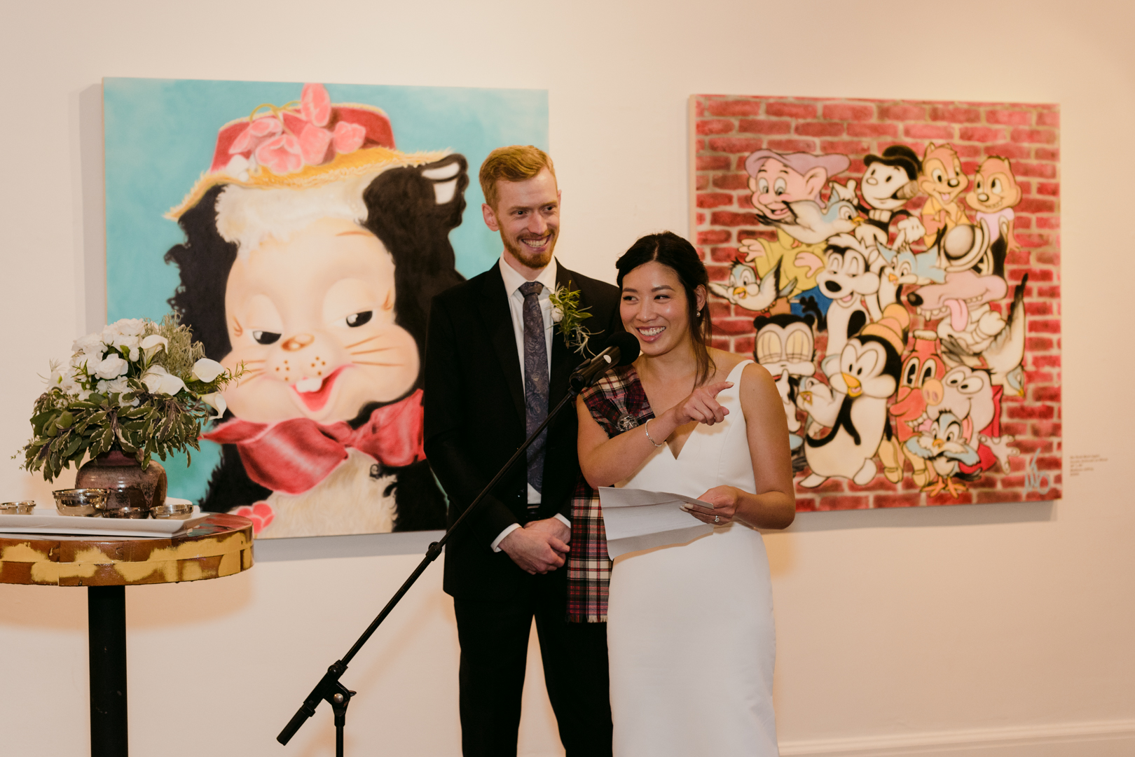 bride and groom speech at the orange art gallery