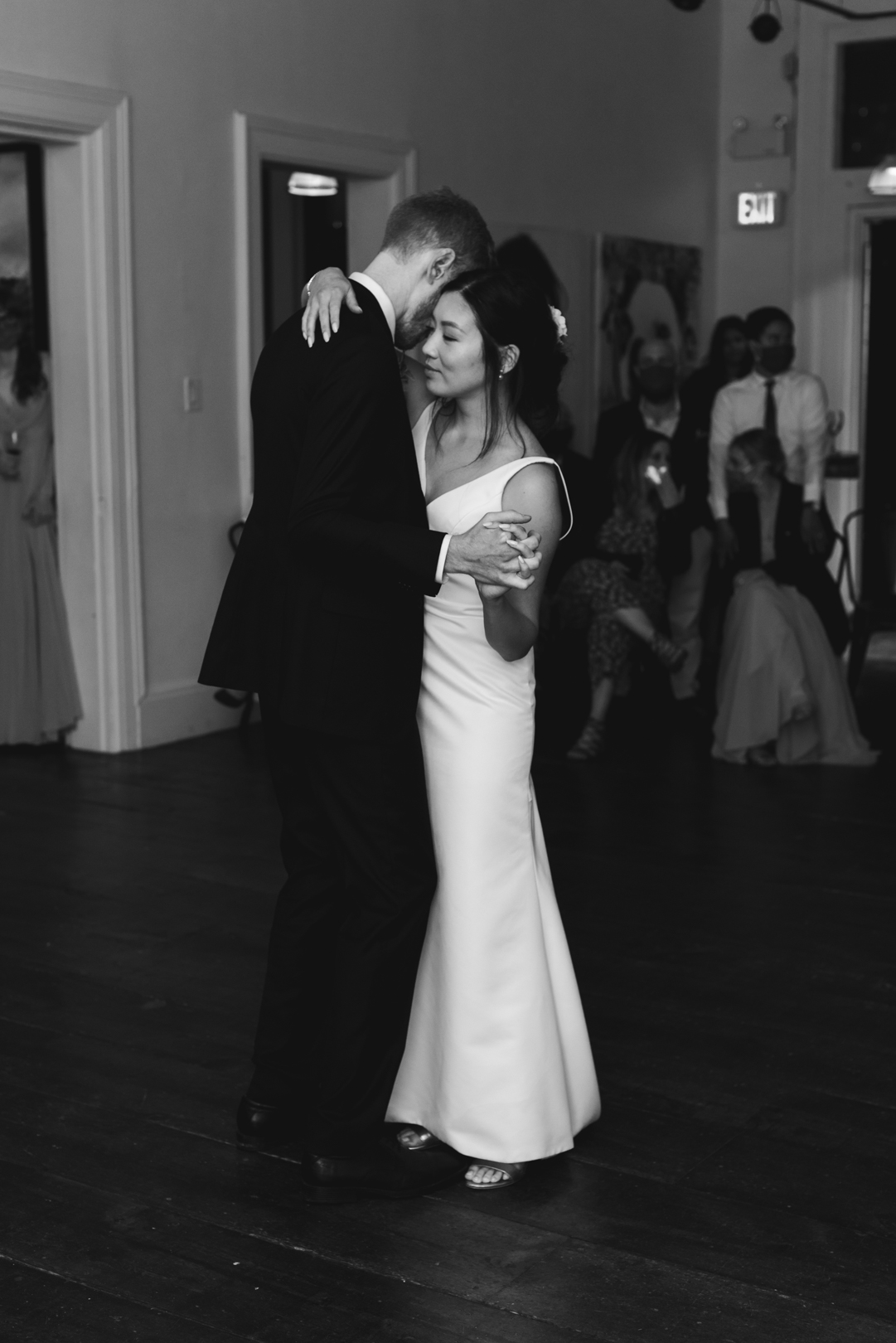 first dance at the Orange Art Gallery in black and white