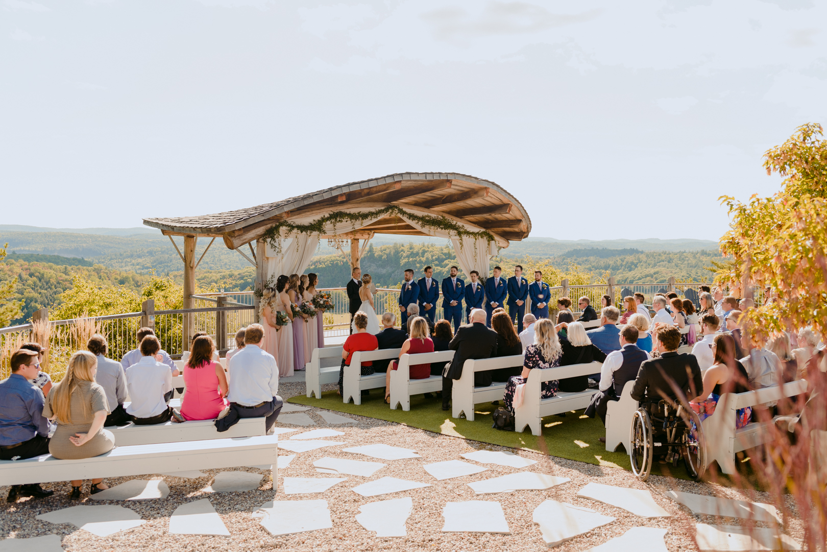 outdoor wedding ceremony at le belvedere