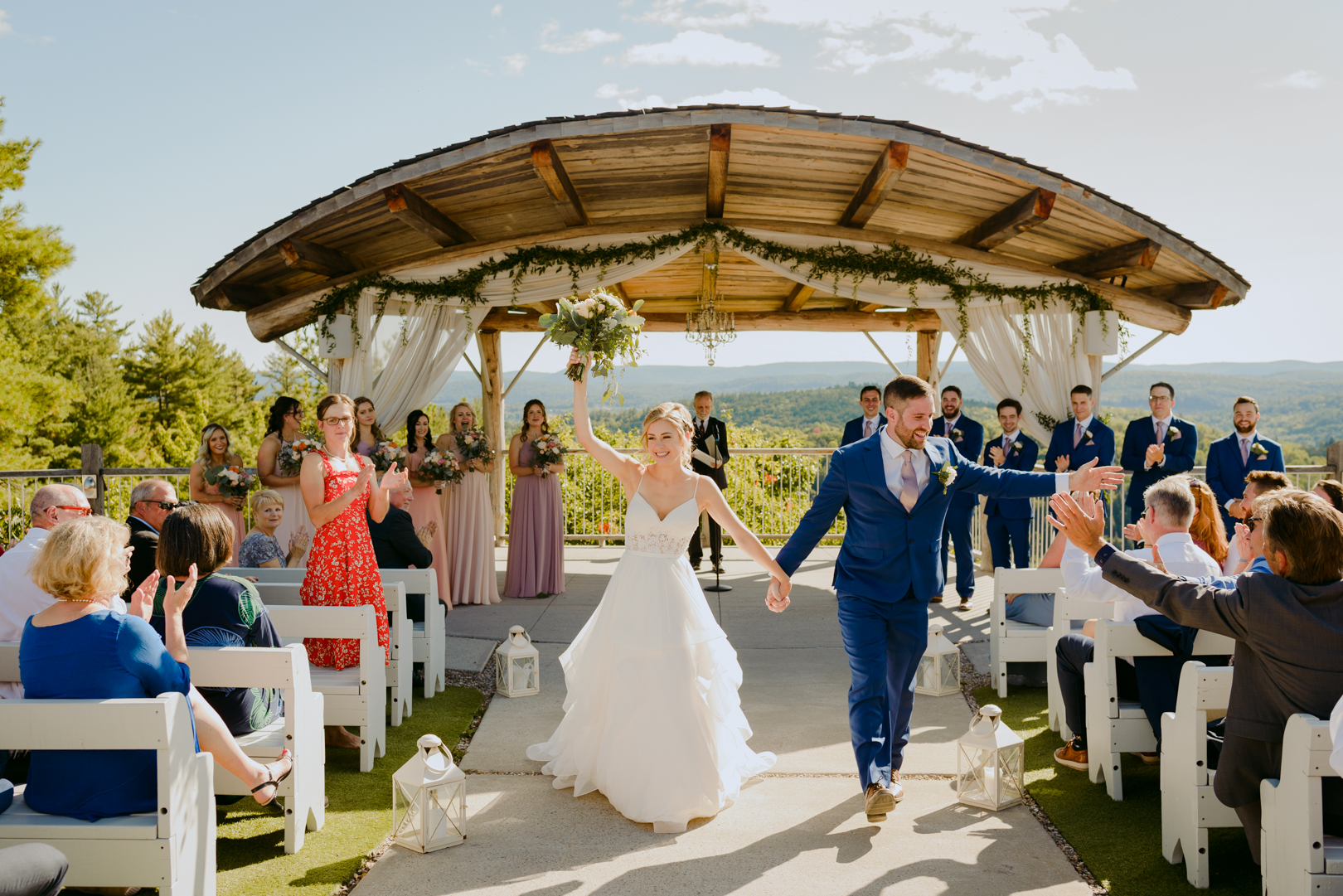 bride and groom recessional at le belvedere wedding ceremony